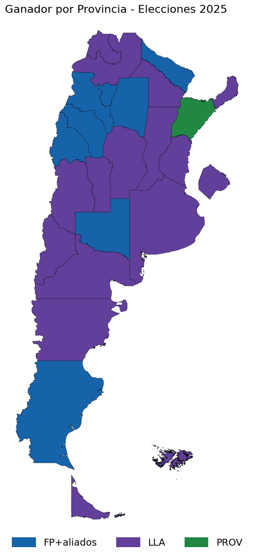 Mapa elecciones 2025