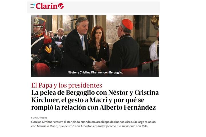 Clarín Kirchner Papa Francisco