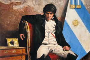 Pintura de Javier Milei como Napoléon