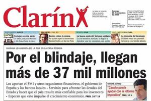 Tapa Clarín 17/12/2000