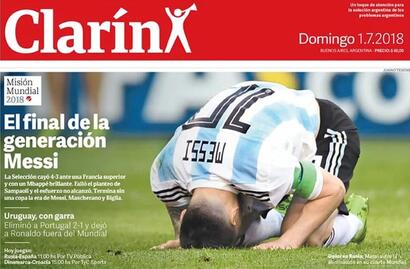 Clarín tildando a Messi de fracasado